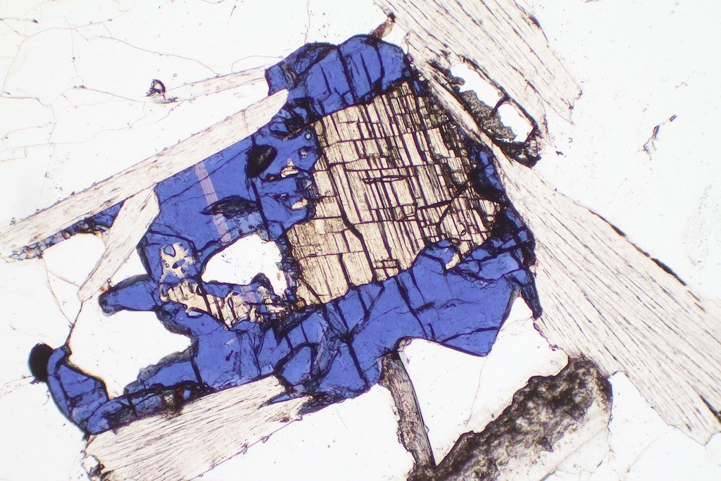 yoderite with kyanite and talc in whiteschist from Mautia Hill, Tanzania