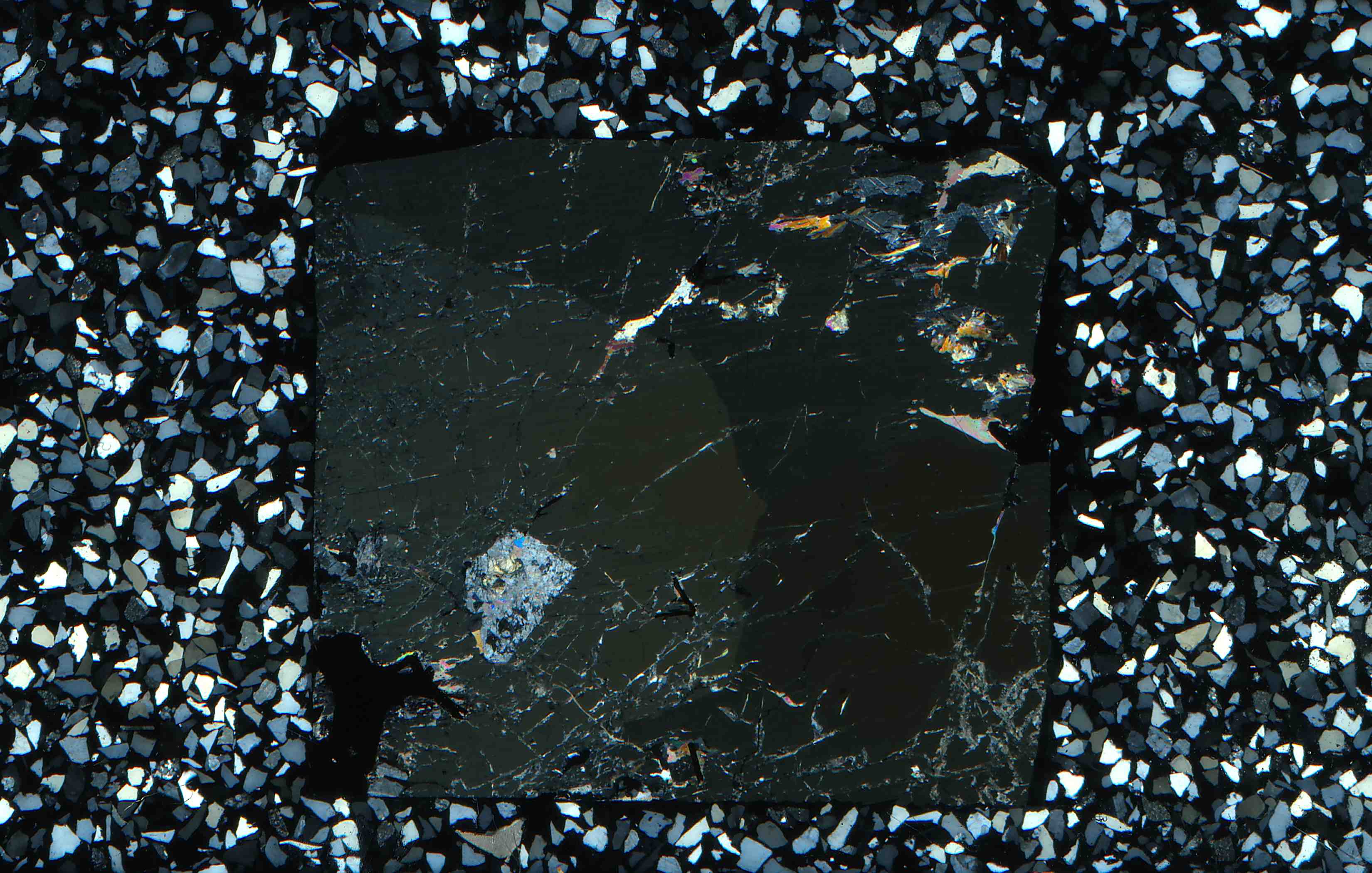 Merelani Tanzania tremolite diopside and mukhinite in thin section