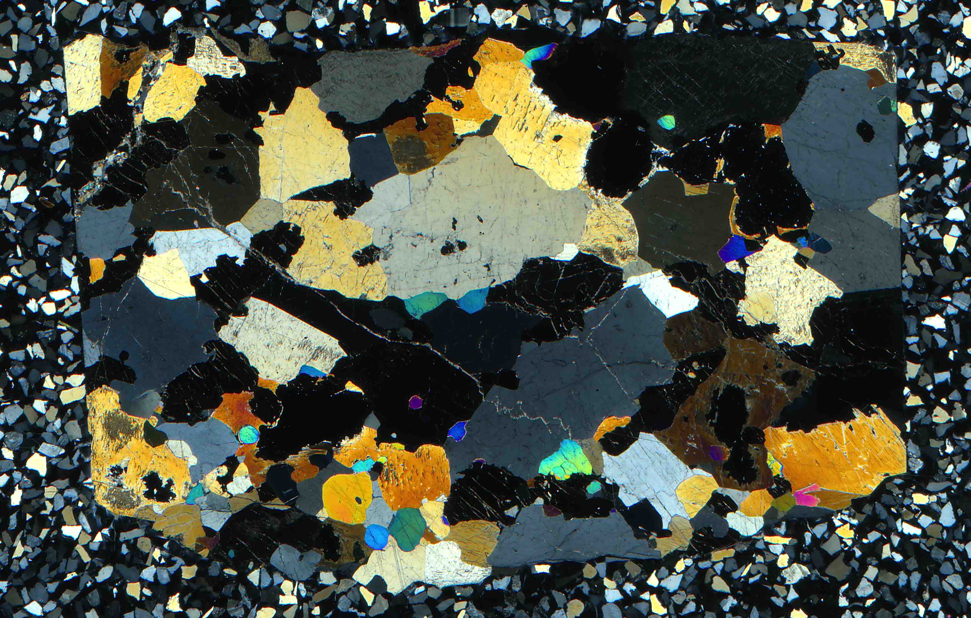 Willsboro New York garnet diopside and wollastonite marble in thin section