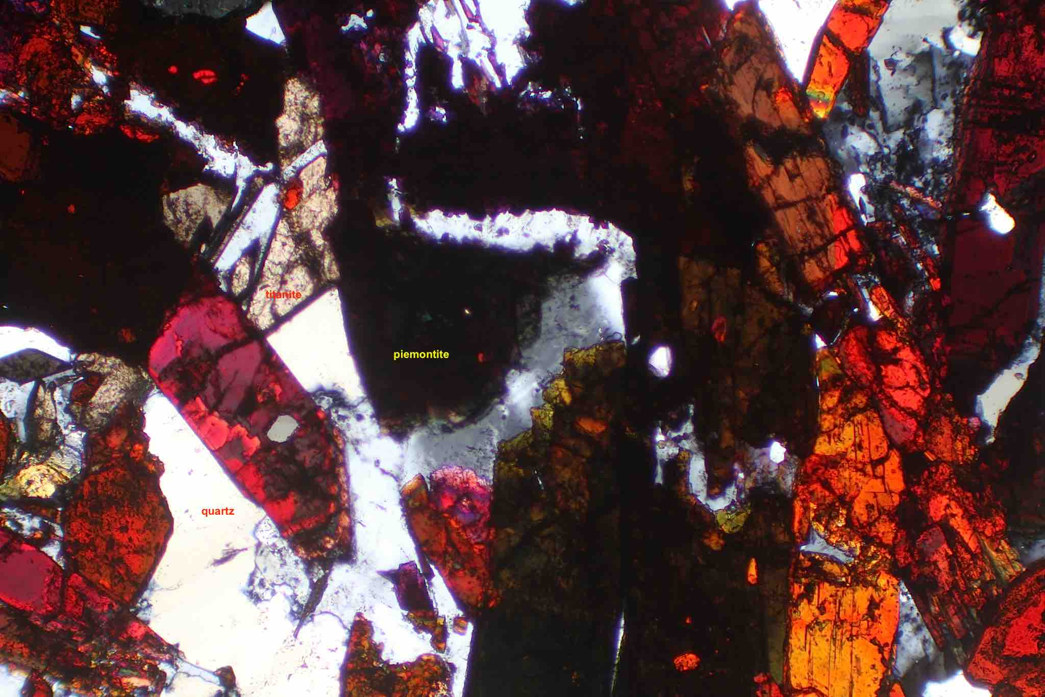 St Marcel Italy piemontite in thin section