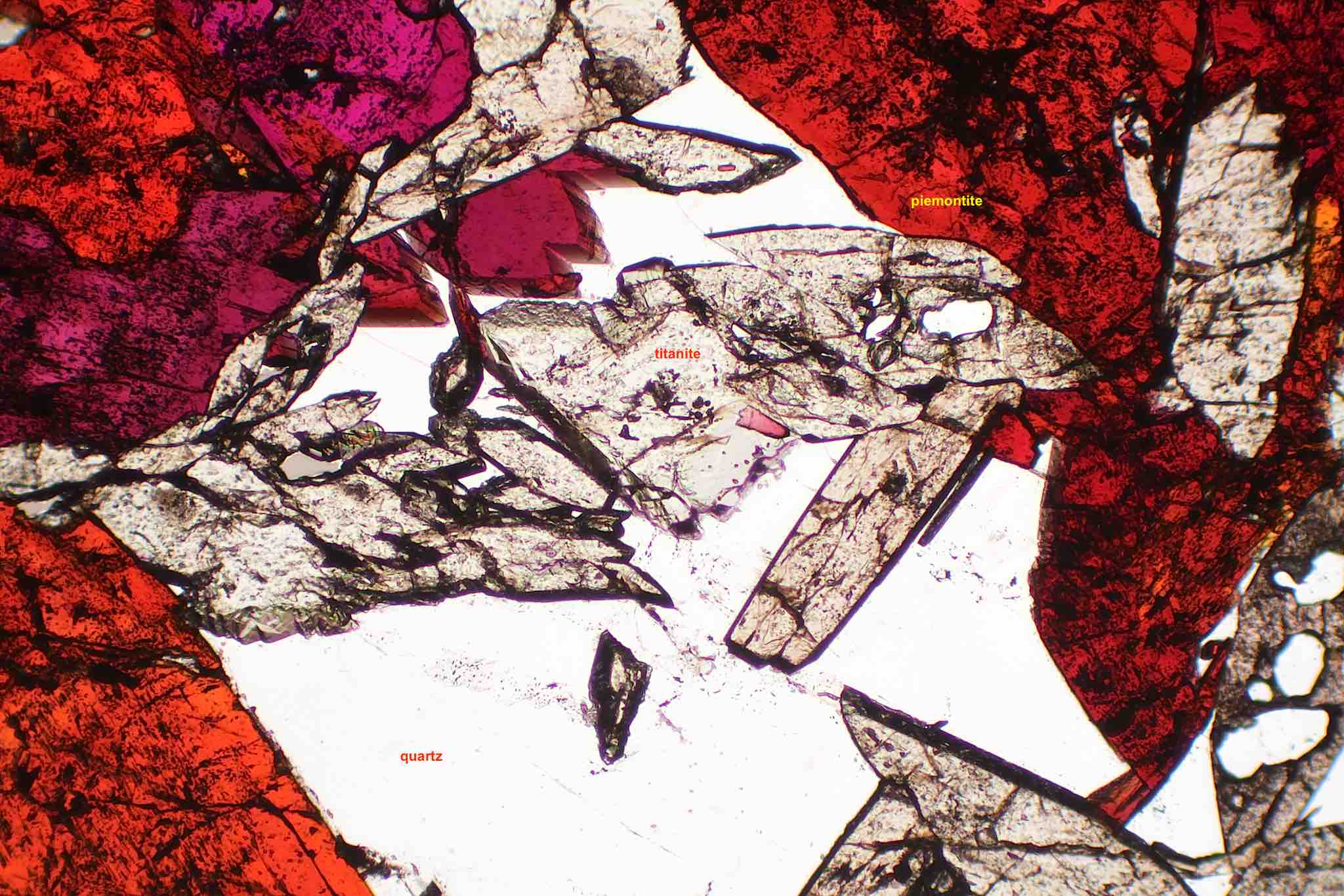 St Marcel Italy piemontite in thin section