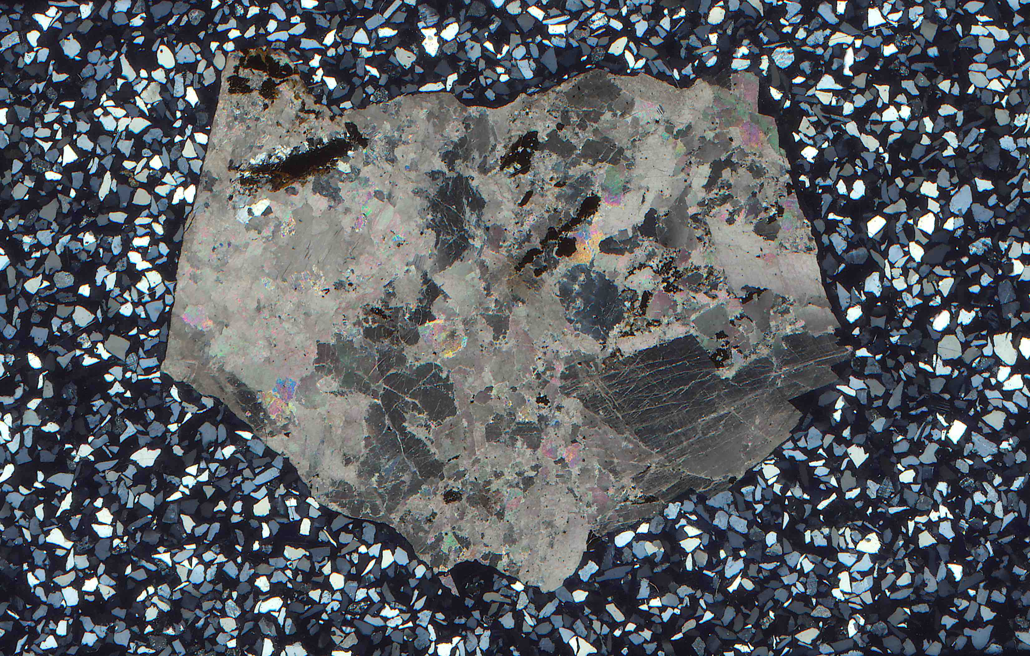 roscoelite and calcite in thin section from Czech Republic